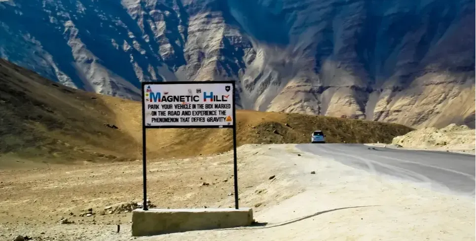 Magnetic Hill near heritage hotel near Ladakh